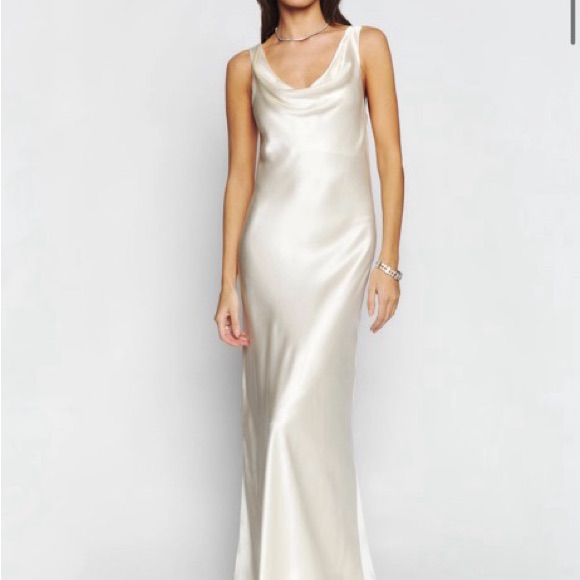 Reformation Annabelle Silk Dress - Fior De Latte (Ivory)